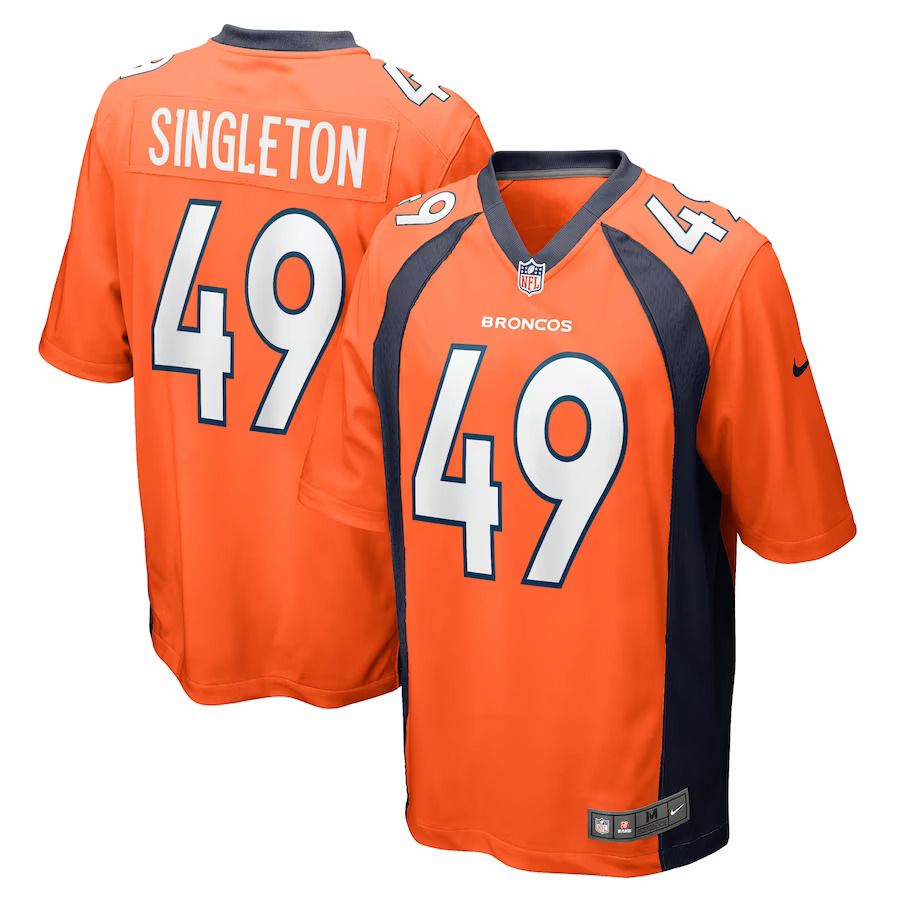 Men Denver Broncos 49 Alex Singleton Nike Orange Game Player NFL Jersey